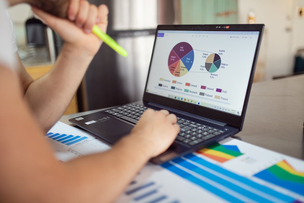 analyst plotting charts and graphs
