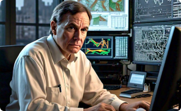 A climate scientist working on his PC