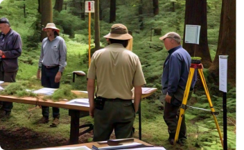 Forest biometricians in the forest for an inventory exercie