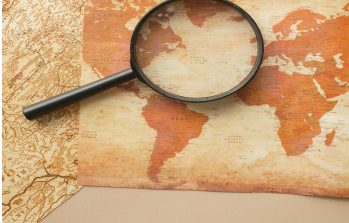 Magnifying lens on a topographic map
